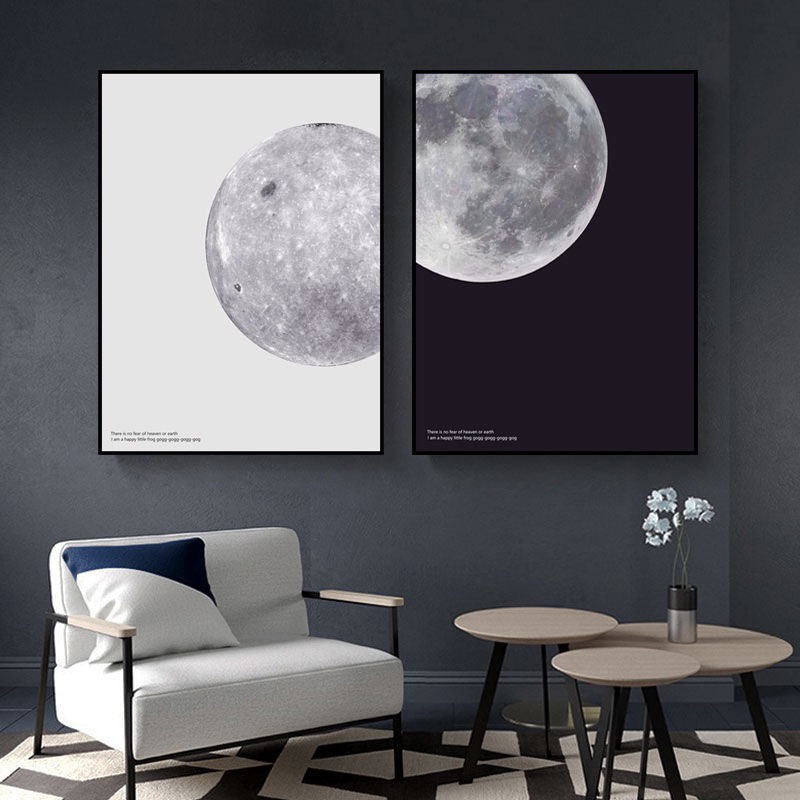 SamSpace Moon Canvas Wall Art Black Frame Nordic Decoration Poster