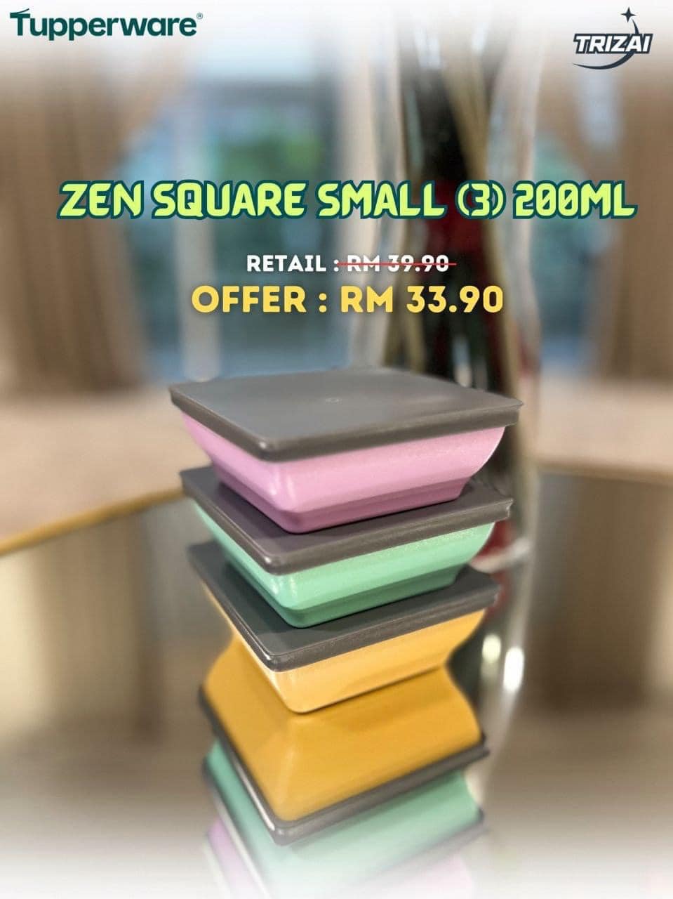 Tupperware Limited Edition Zen Small Square 200ml (mIni food container ...