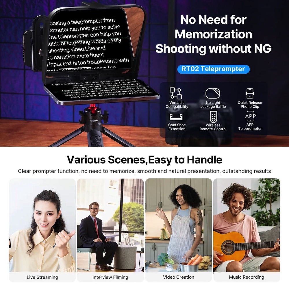 Ulanzi RT02 Universal Teleprompter Remote Control Camera Lens Adapter ...