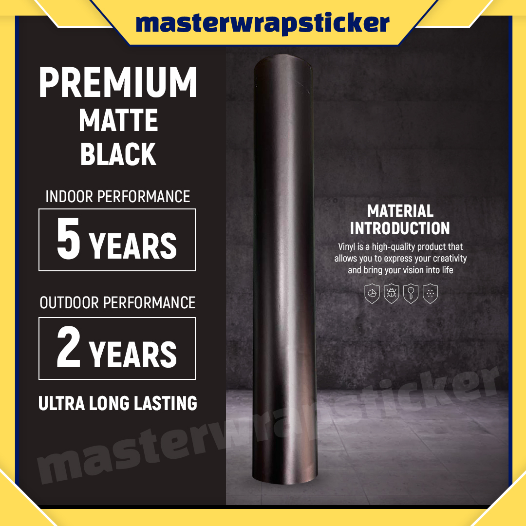 PREMIUM MATTE BLACK STICKER(152CM-180CM)stiker kereta BONET/ROOF/FENDER ...