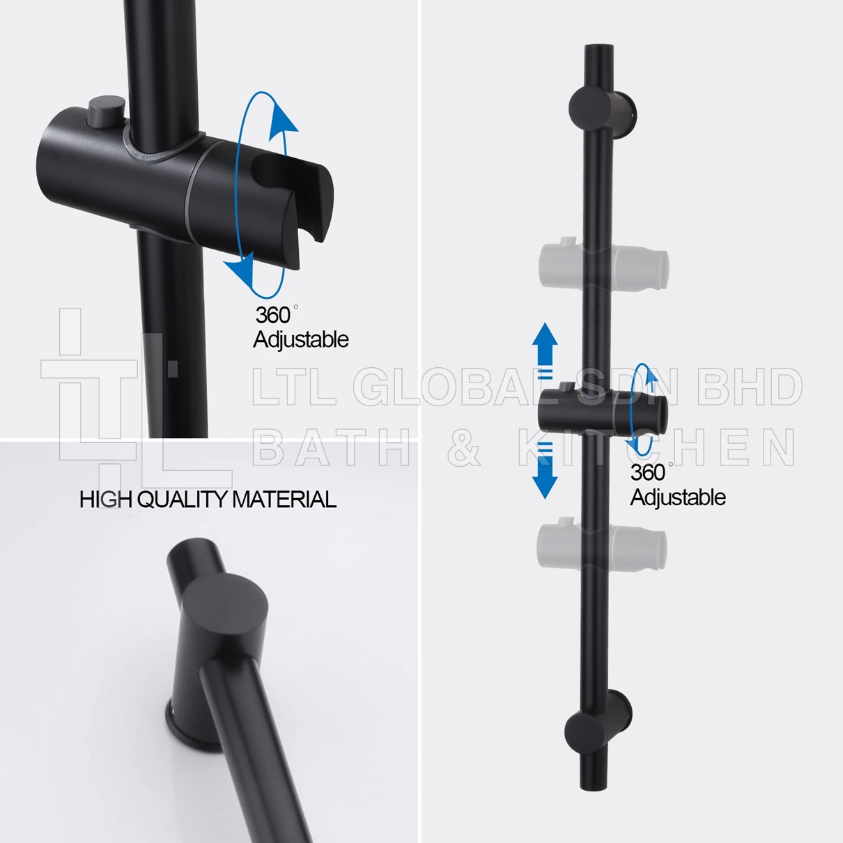 CORRO Bathroom Hand Shower Pole Hand Shower Kit Adjustable Rail Head ...
