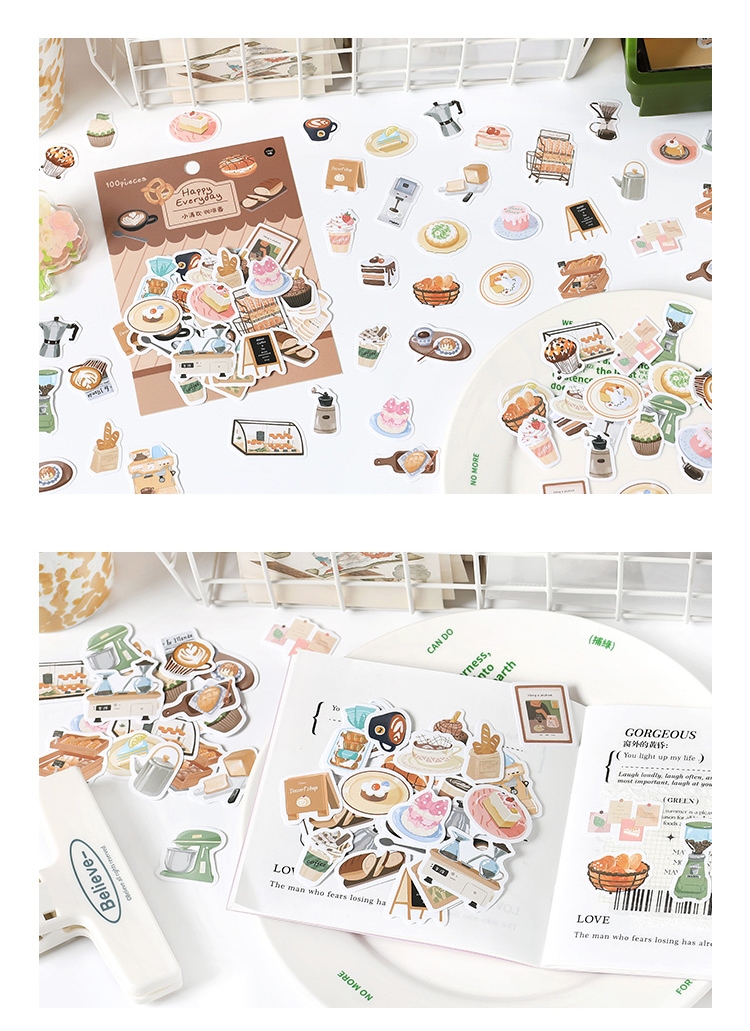 IFM 100pcs Happy Everyday Series Daily Life Mini Deco Stickers Pack DIY ...