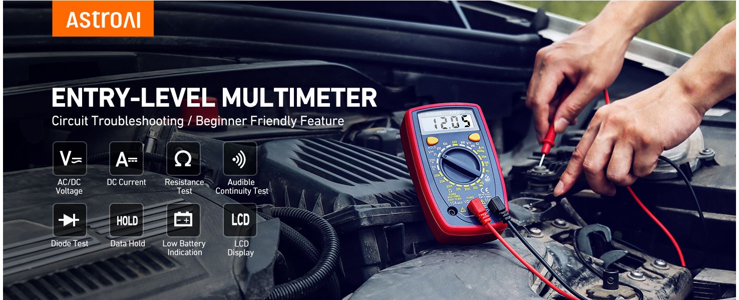 AstroAI Multimeter Tester 2000 Counts Auto-Ranging Digital Multimeter ...