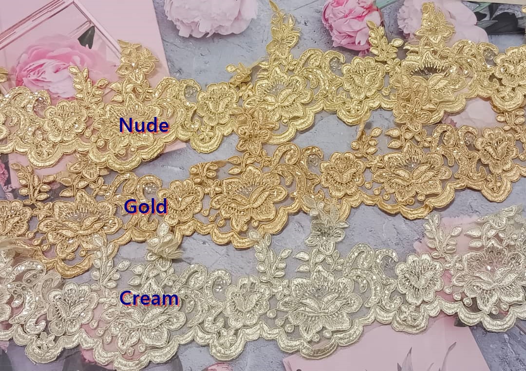 Renda Baju Manik Labuzi Tinggi 13.8cm, Renda Lace Pengantin, Border ...