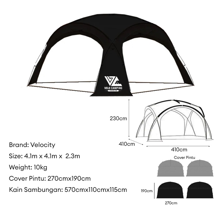 VELOCITY Shelter Dome Tent Waterproof Flysheet dome waterproof muat 10 ...