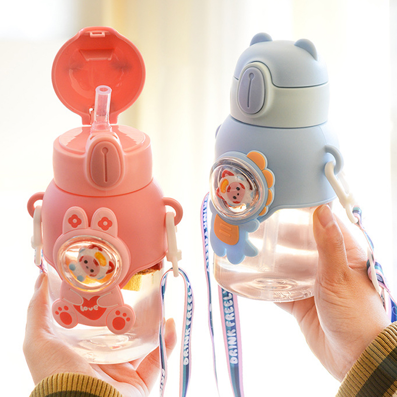 600ml Kids Water Bottle Cute Animal Design BPA Free with straw For ...