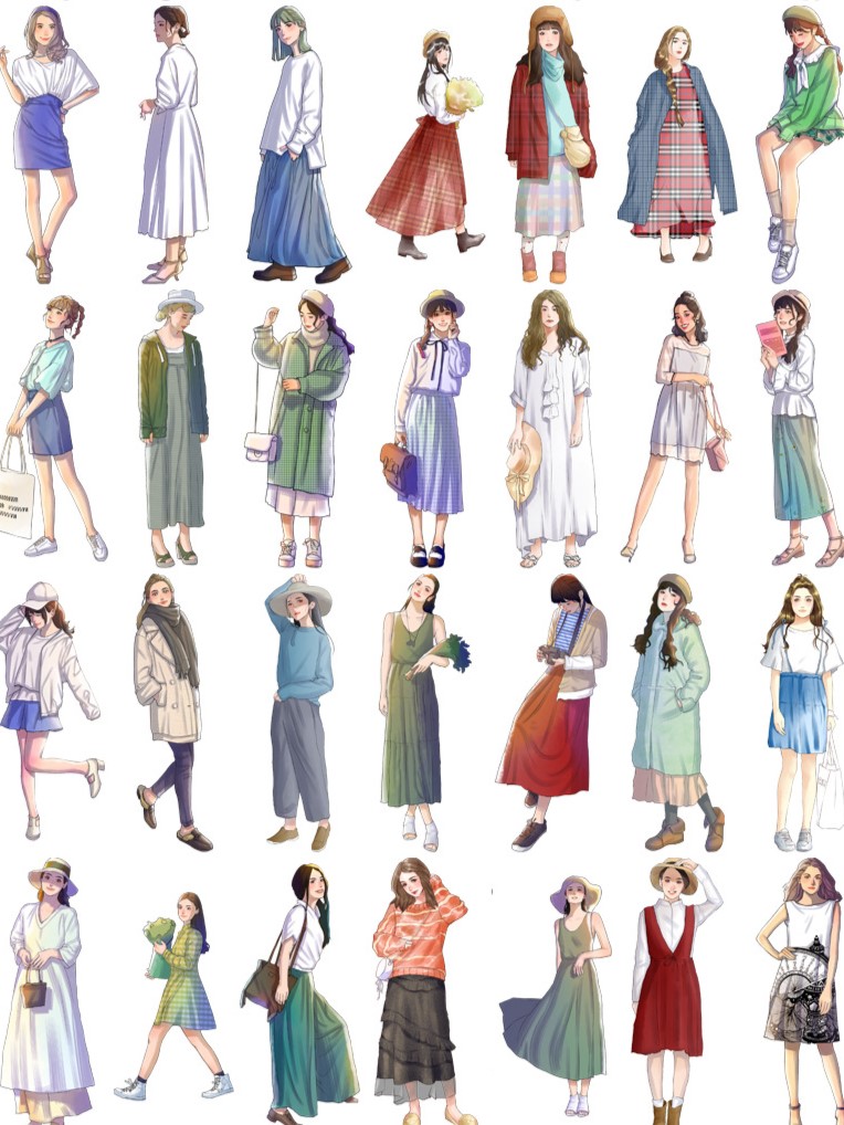 50pcs Girls Outfit Stickers Girls Decoration Journal Sticker Girl Wear ...