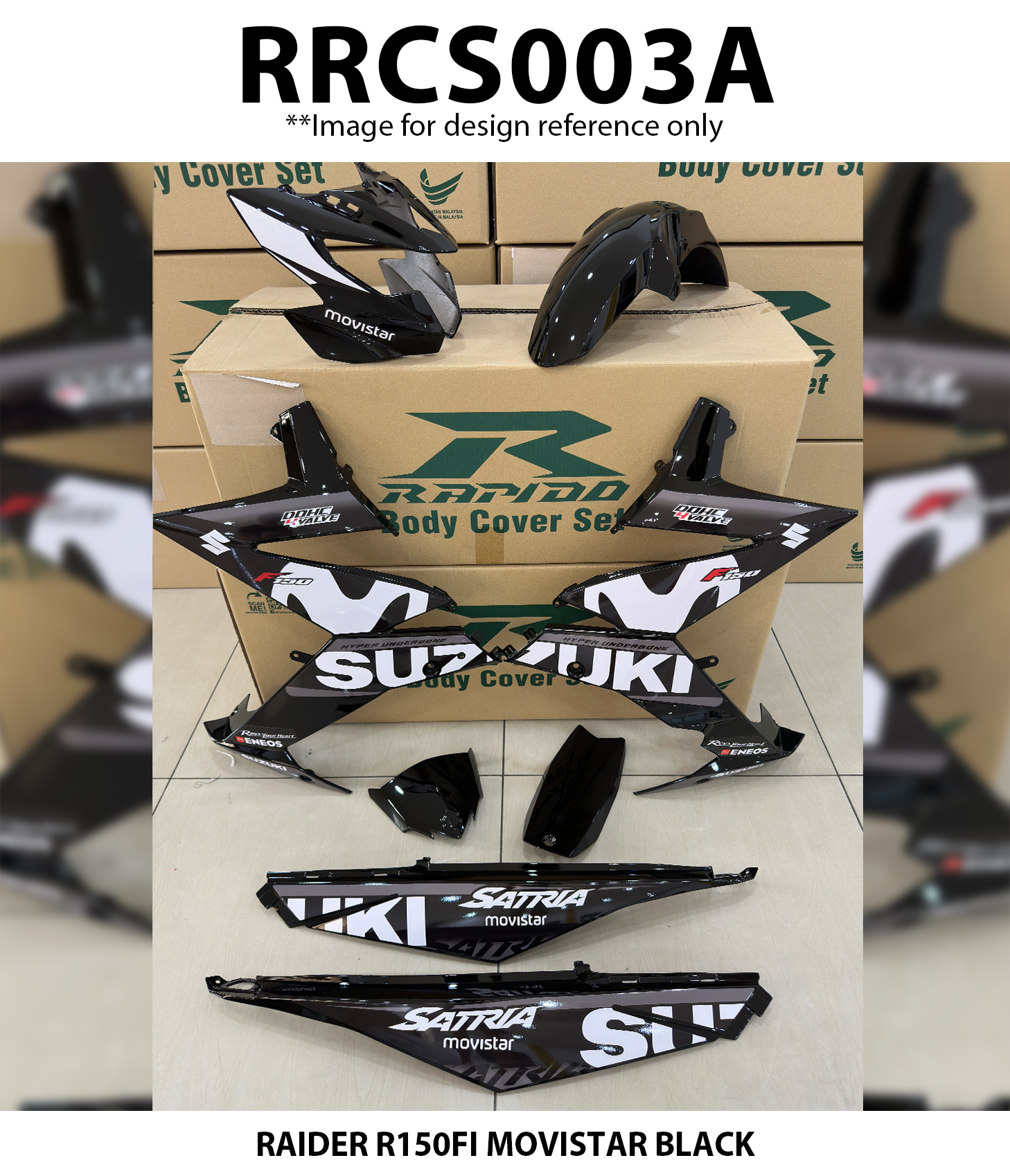 Cover Set Rapido Suzuki Raider R150Fi Movistar Color Black Blue R150 Fi ...