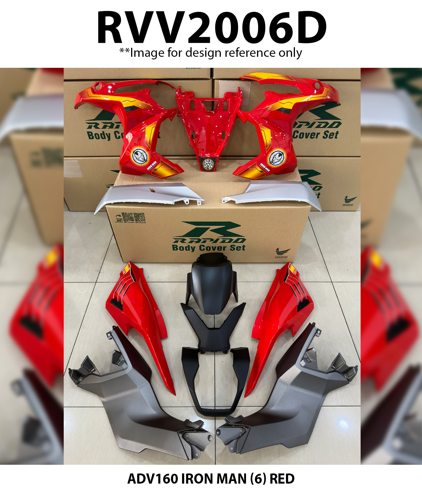 Cover Set Rapido Honda ADV160 ADV 160 IRON MAN (6) Red Motor Body Set ...