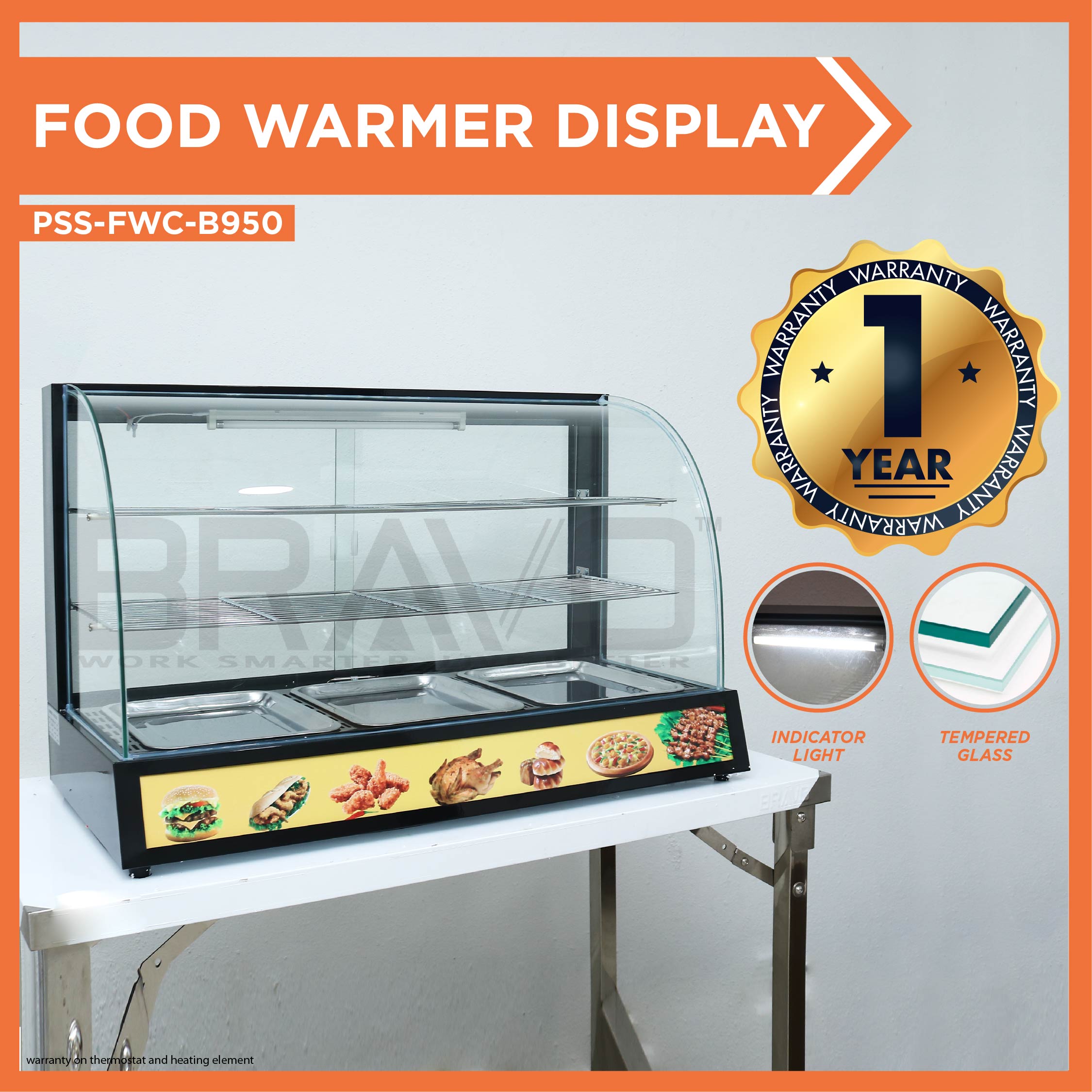BRAVO [BIG Black] Food Warmer Display Pemanas Makanan Warmer Showcase ...