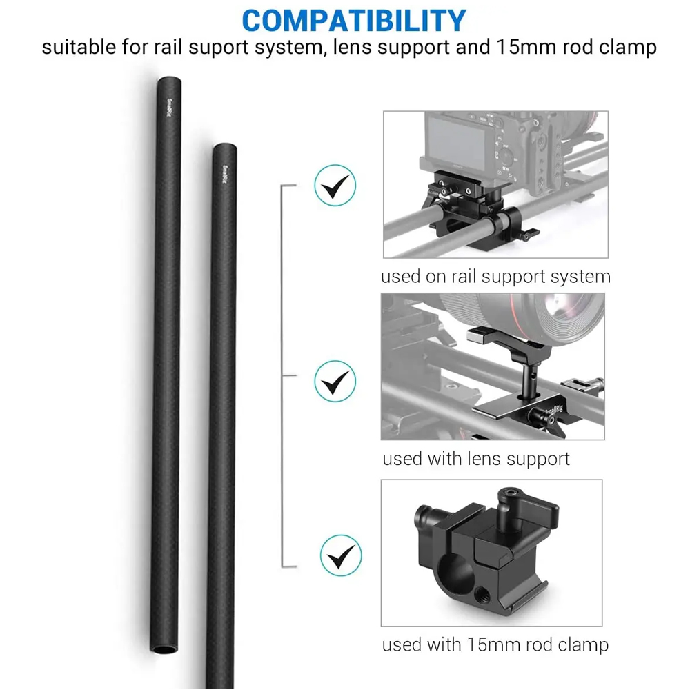 SmallRig 15mm Carbon Fiber Rod 10cm / 15cm / 20cm /22.5cm/ 30cm (2pcs ...