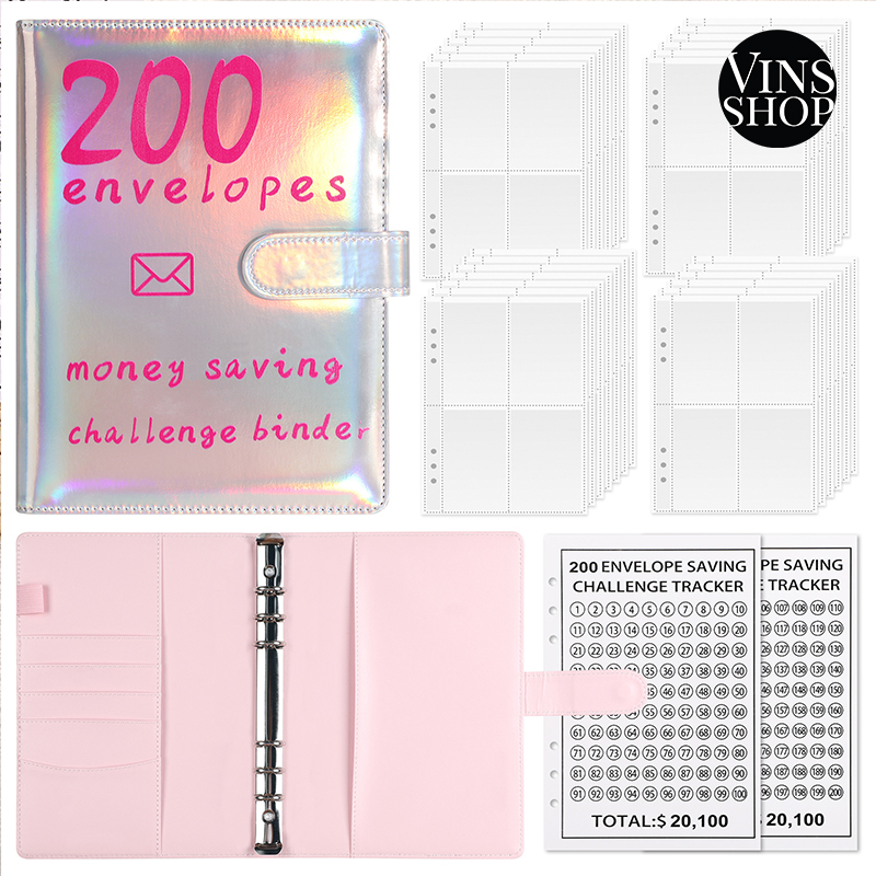 VINS 200 Days Envelope Money Saving Challenge Cash Note Book Binder ...
