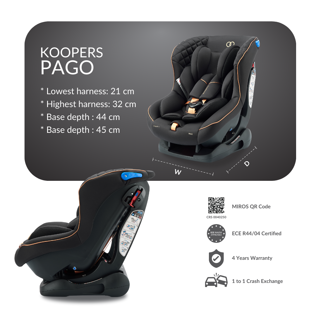 Koopers Pago BELT Convertible Child Safety Car Seat 018kg 4 Years