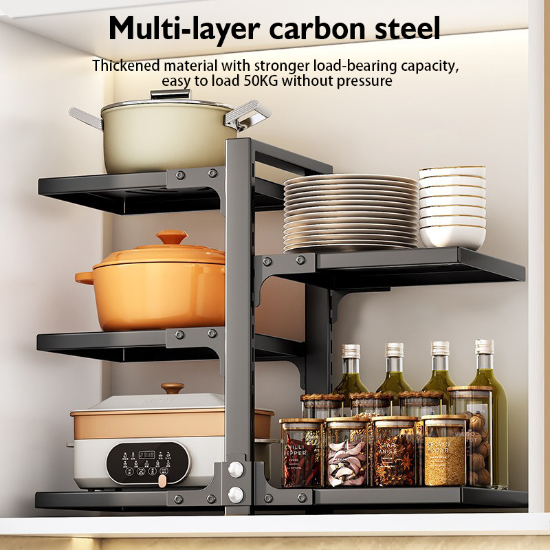 Pot Rack Adjustable Under Sink Multipurpose Rack Kitchen Pot Storage ...