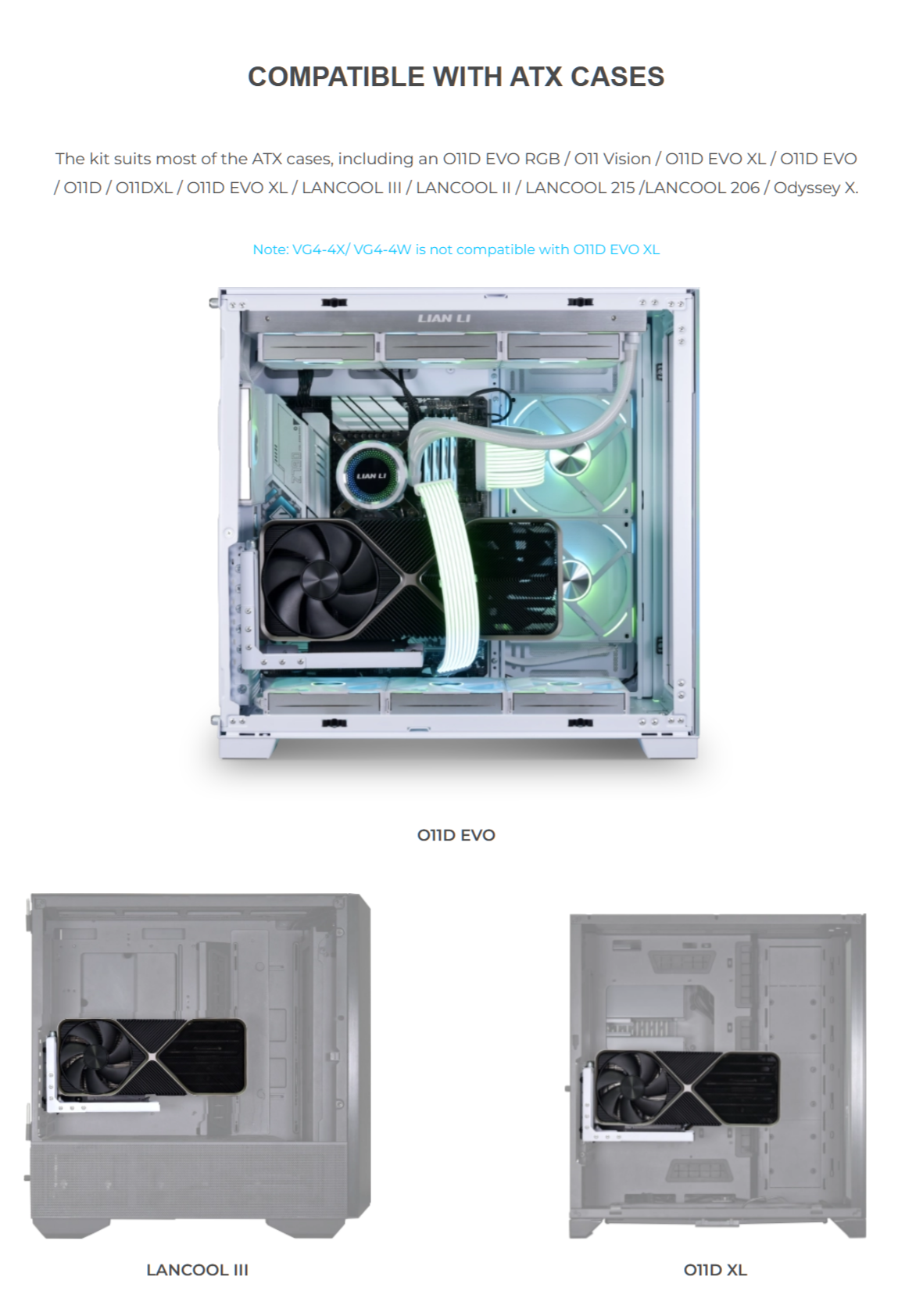 Suporte universal para placa de vídeo vertical Lian Li Gen4 Branco VG4