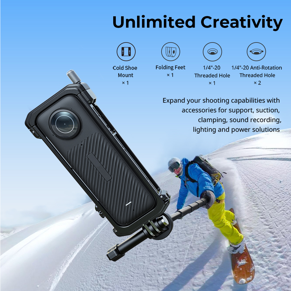 FROVOL New Metal Frame Rabbit Cage For Insta360 X4 Protective Case With Cold Shoe 1 4 Camera Connection P8m3 Accessorie Action Threaded T0a0 847e135a Ad10 426e 967c A93d60bf589f.d91298730791cce1557944f05c16f5dc