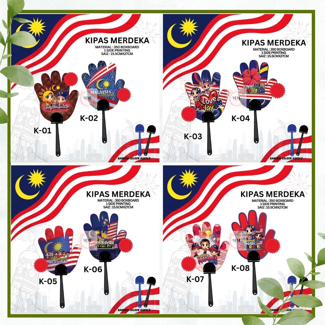 MAMABIE Kipas Tangan Malaysia Merdeka 2024 Bulat 1-Sided 2-Sided ...