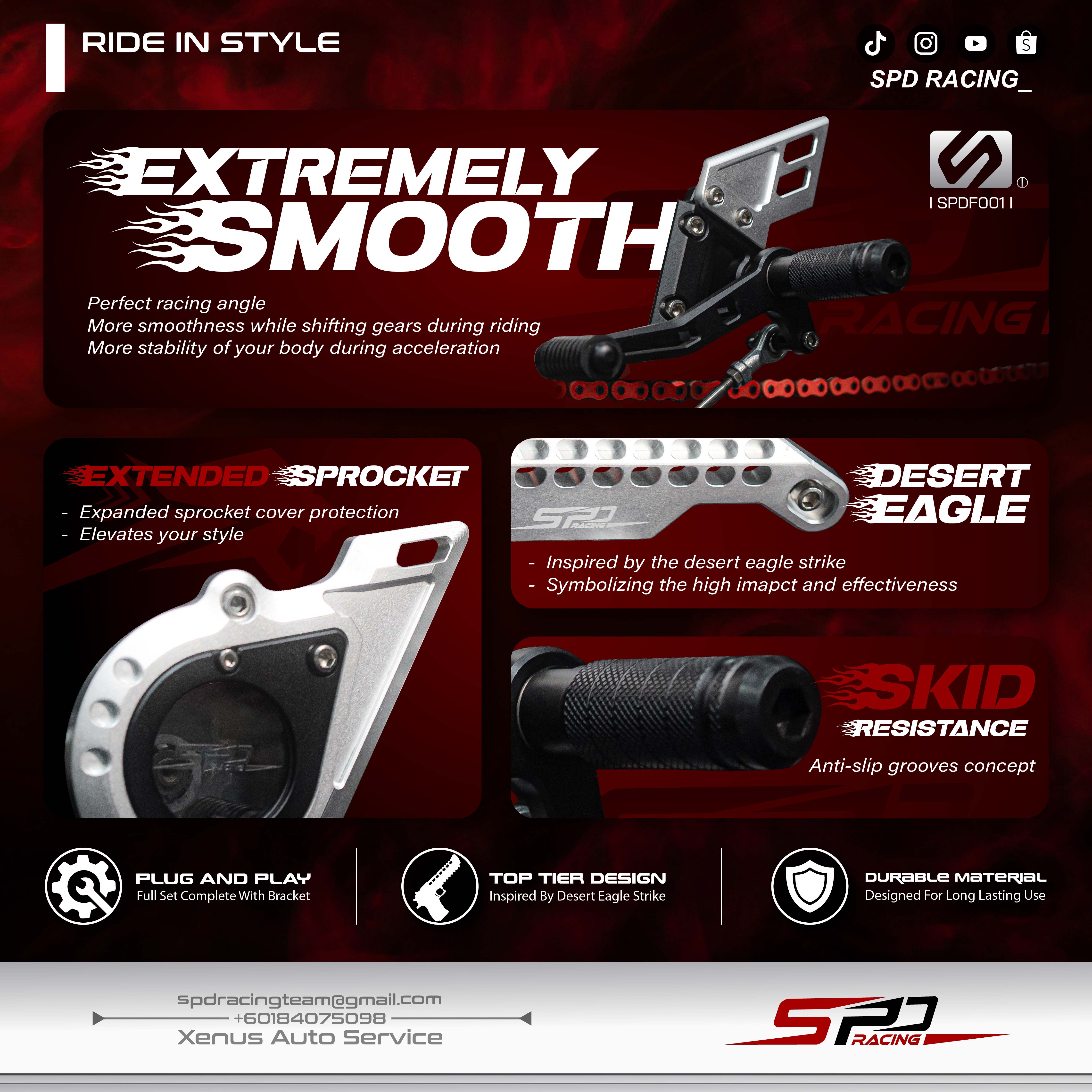 Single Footrest SPD /// SP-FR2 Y15 Y16 EXCITER 150 155 PNP Racing ...