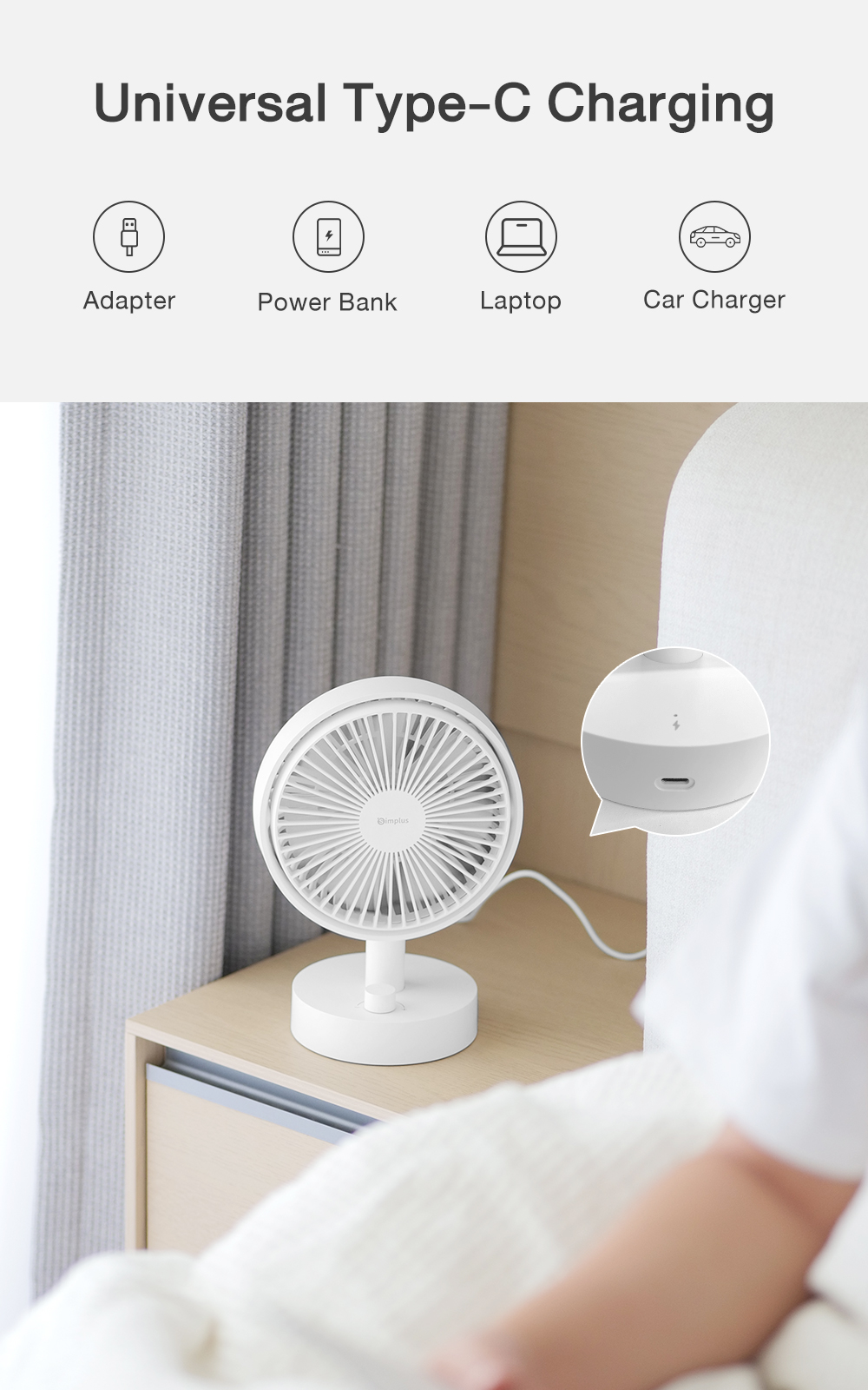 Simplus Mini Desktop Fan | Portable Fan | Stepless Speed Control | Wide ...