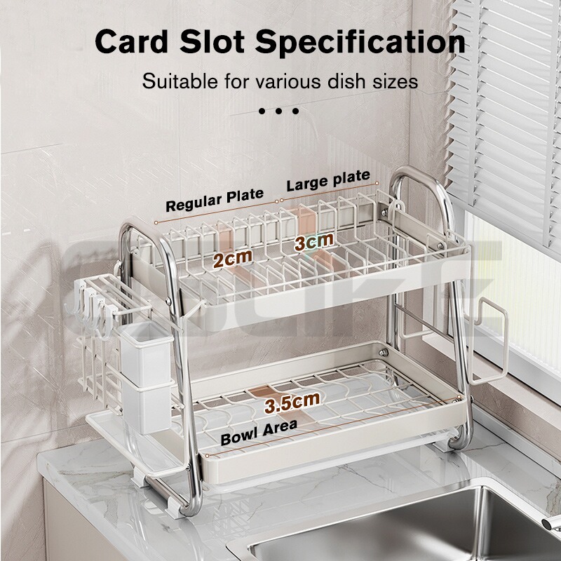 GSlife NEW Sturdy Dish Rack Stainless Steel 2/3 Layer Dish Drainer Rack ...
