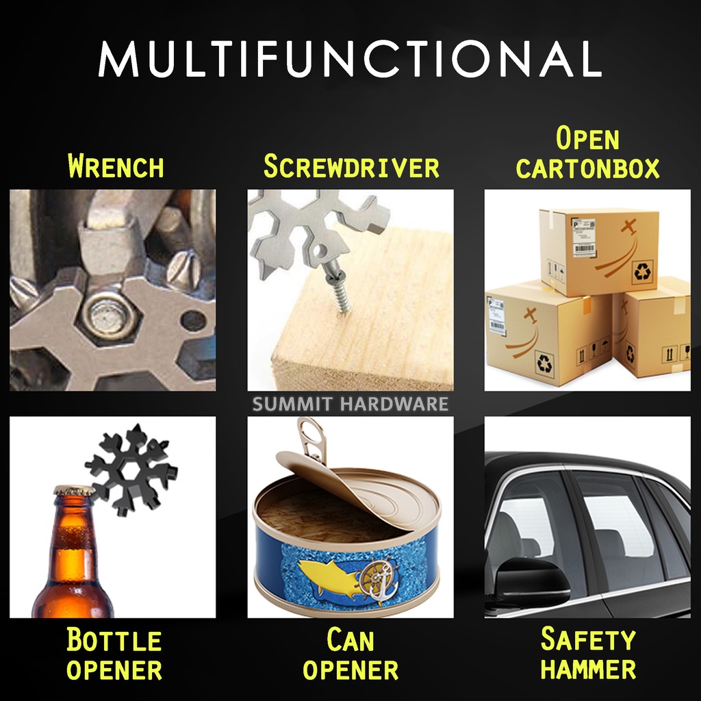 🔥19 IN 1🔥Multi Tools Screwdriver Snowflake Spanner Wrench Portable ...