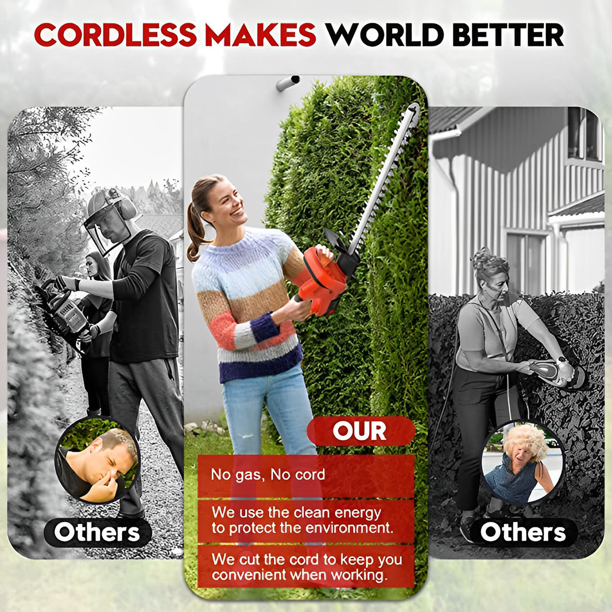 KELETOOL Cordless Shrub Hedge Trimmer Machine Garden Pruning Shear ...