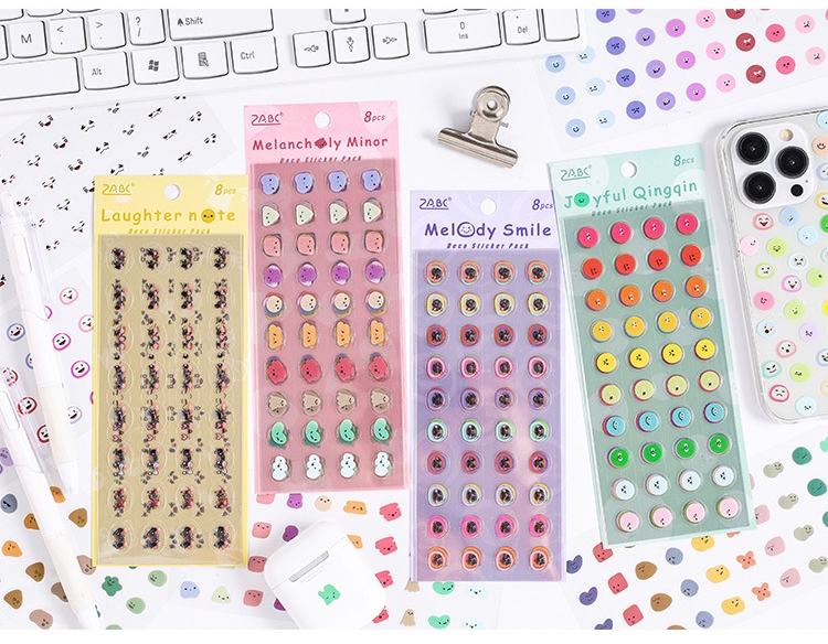 INS Creative Cute Face Emoji Expression PET Waterproof Deco Stickers ...