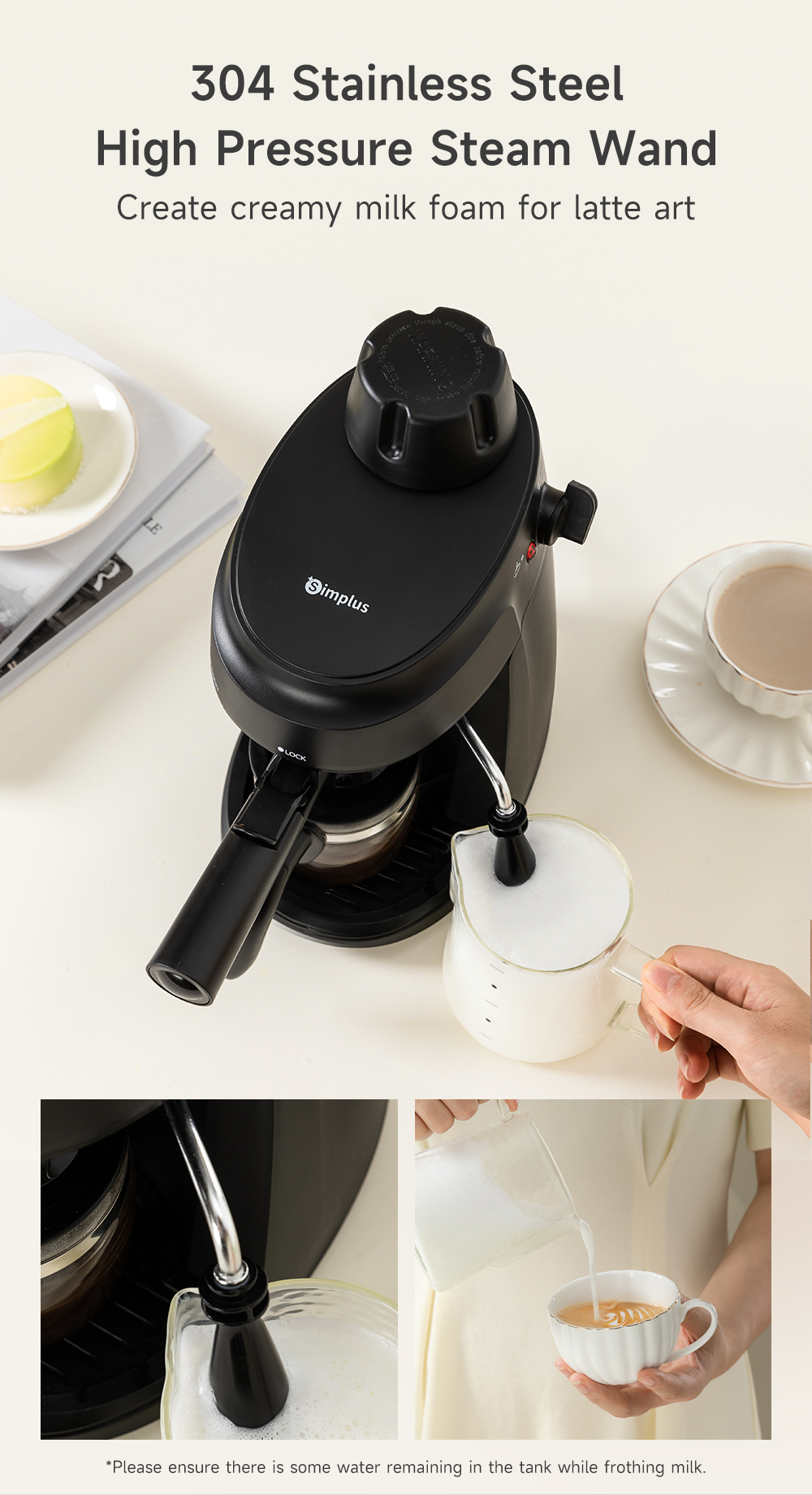 Simplus Coffee Maker Compact Espresso Machine 5Bar Extraction High ...