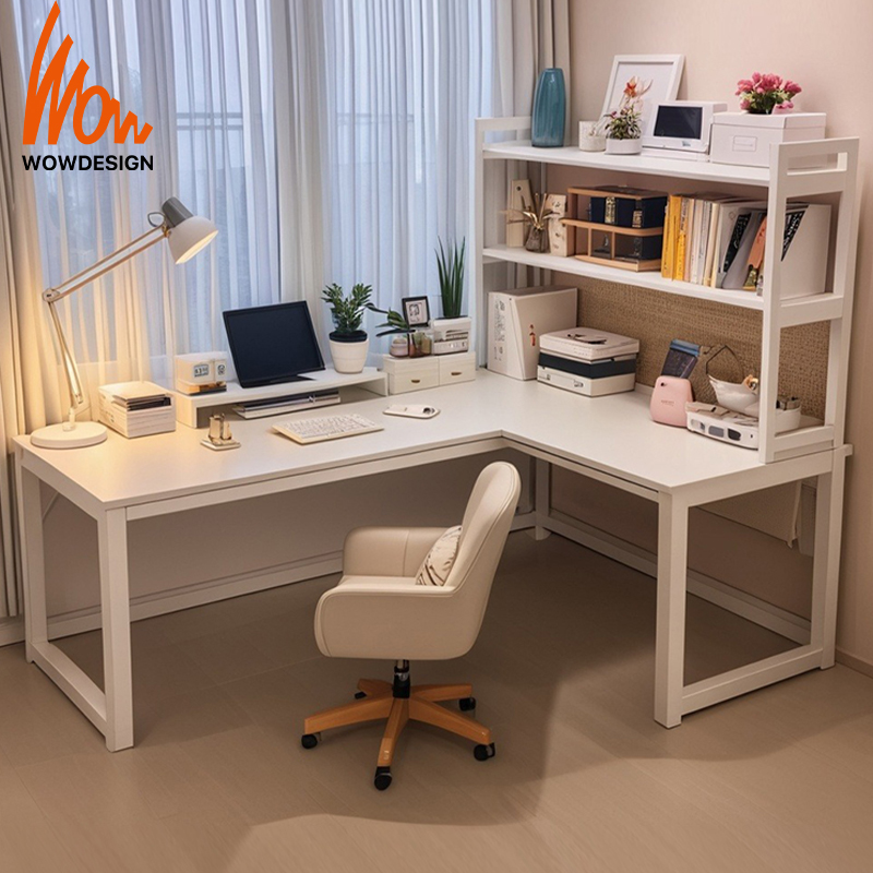 L Shape Computer Table Computer Desk Meja Komputer Meja Pejabat White ...