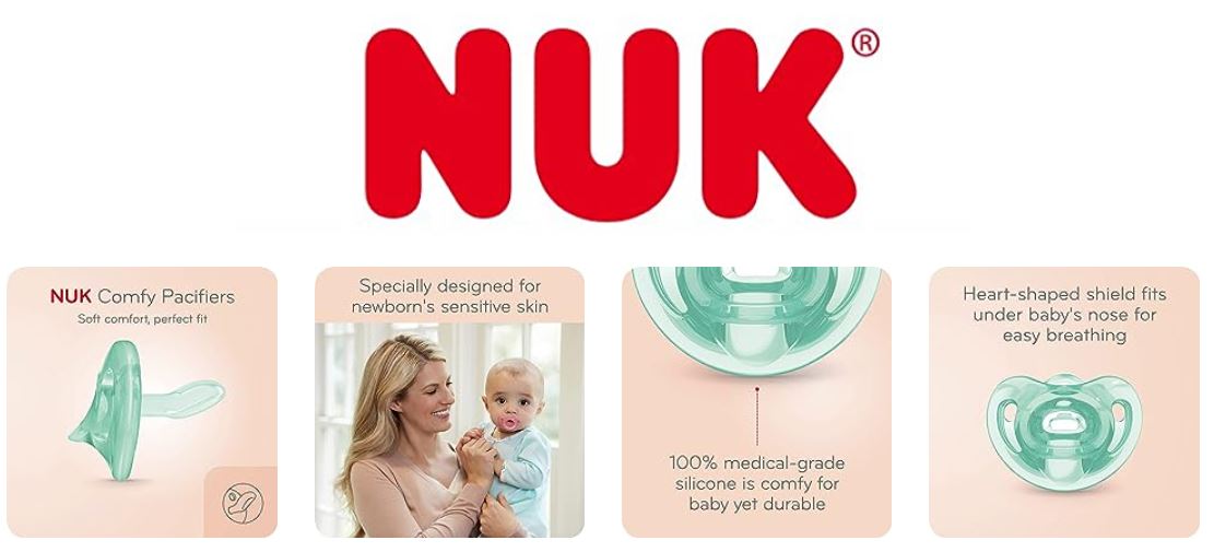 NUK Comfy Orthodontic Pacifiers Timeless Collection | Seal N Go Breast ...