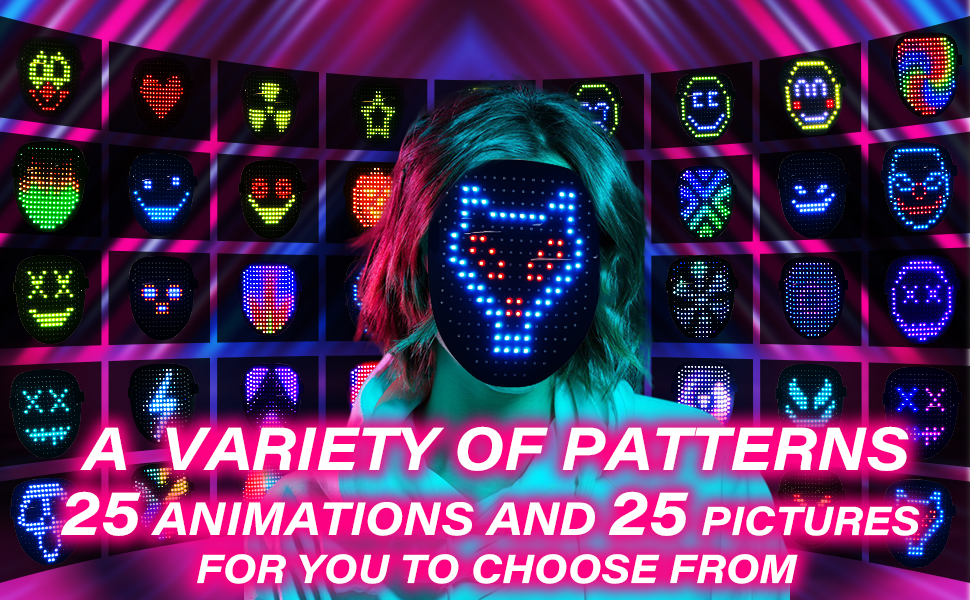 LED Masks Gesture Control LED Mask - Interactive Light-Up Party Mask ...