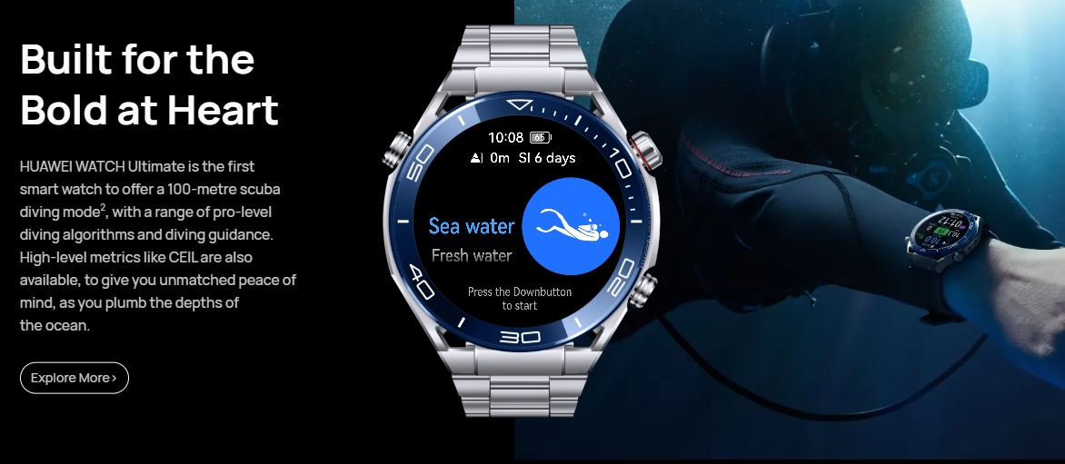 Huawei Watch Ultimate Dive Computer Smart Watch Heart Rate Tracker ...