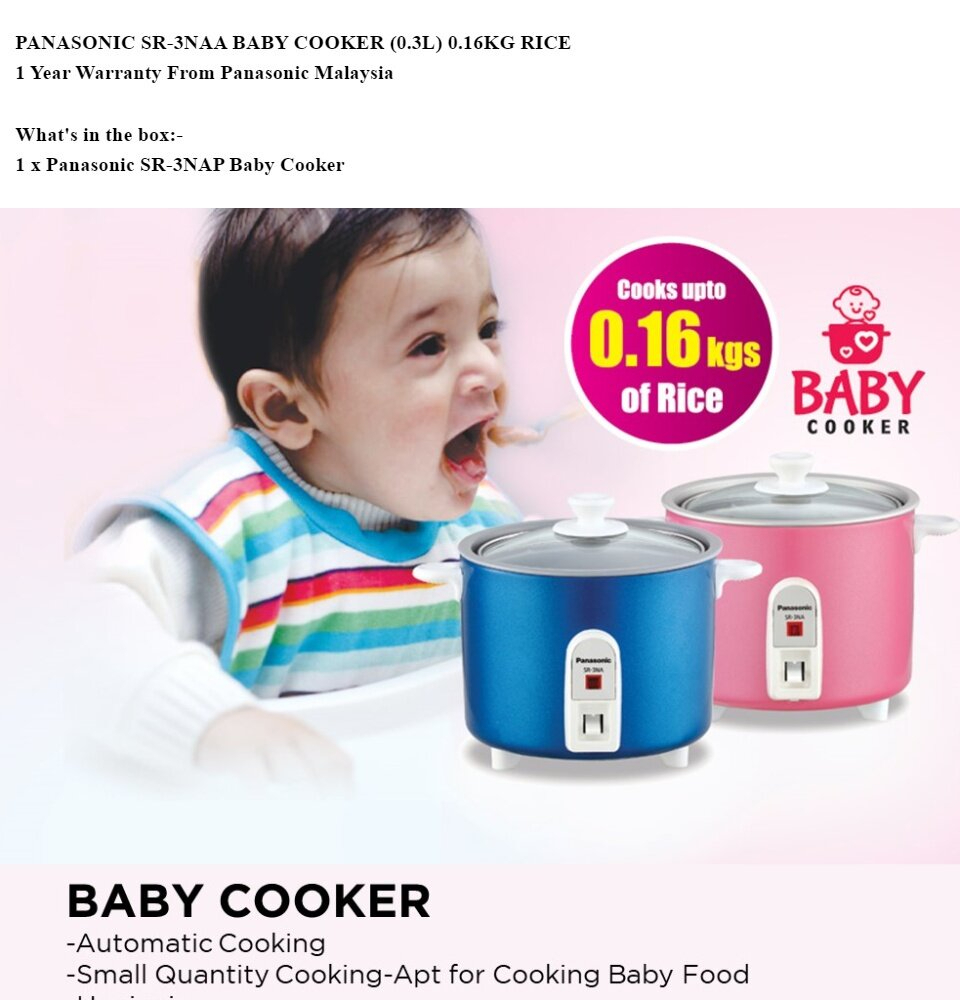 [FREE DELIVERY] PANASONIC SR-3NAA Baby Rice Cooker (0.3L/0.16KG) SR ...