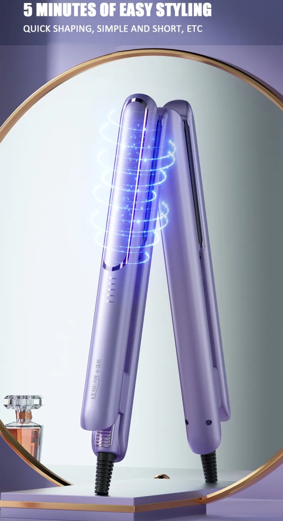 Flat Iron Hair Straightener 15s Fast Heating Pelurus Rambut 2 In 1 ...