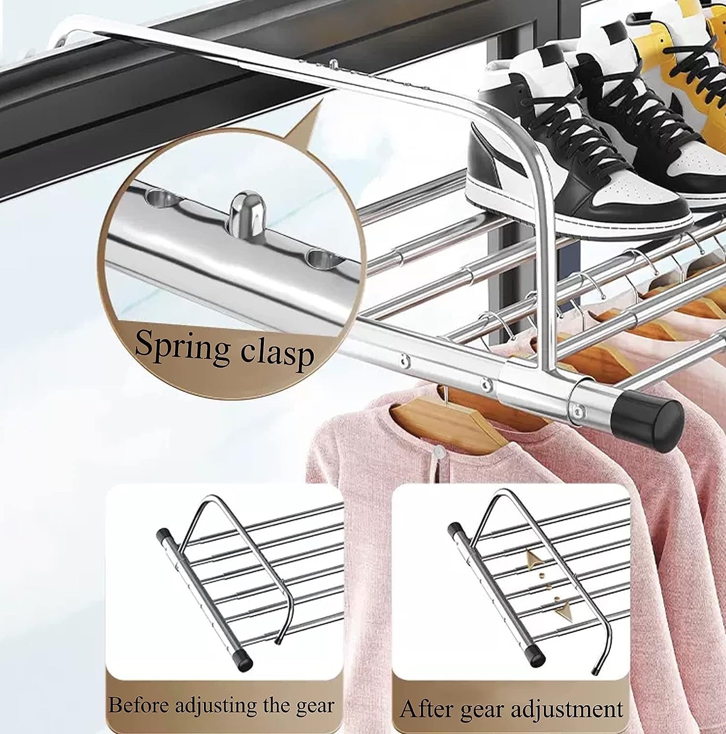 Folding Retractable Balcony Drying Rack, Shoe Rack, Stainless Steel ...