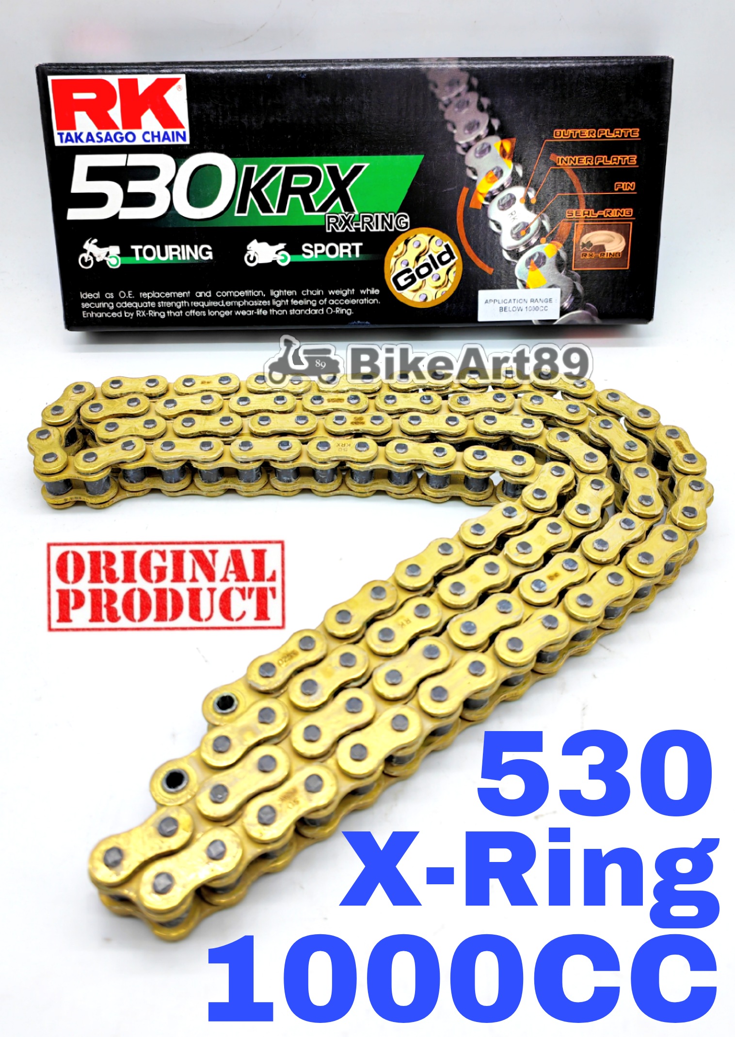 RK Sprocket Set YAMAHA R1 RK530 KRX X-Ring Rivet Black / Gold Chain ...