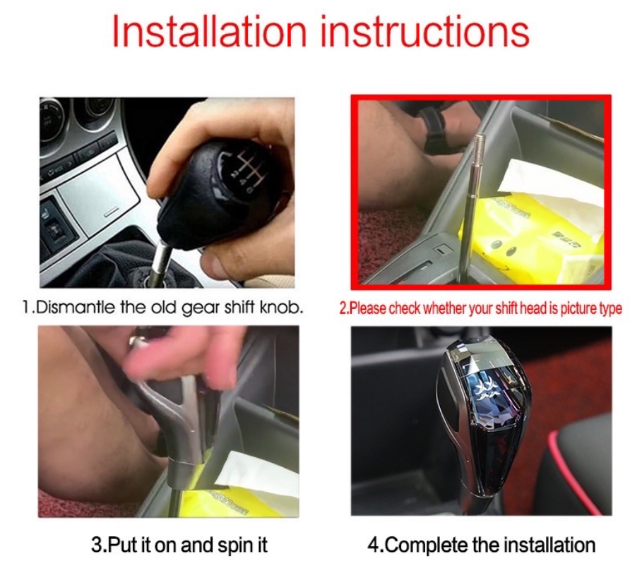Crystal LED 5d diamond 7color LED Gear shift Knob LED Touch Toyota ...