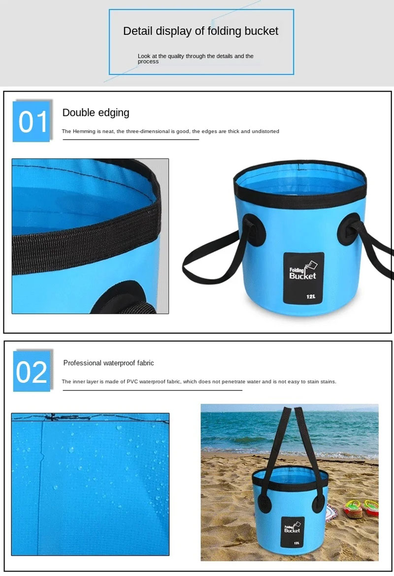 12L 20L Foldable Bucket Strong Flexible Portable Container with Handle ...