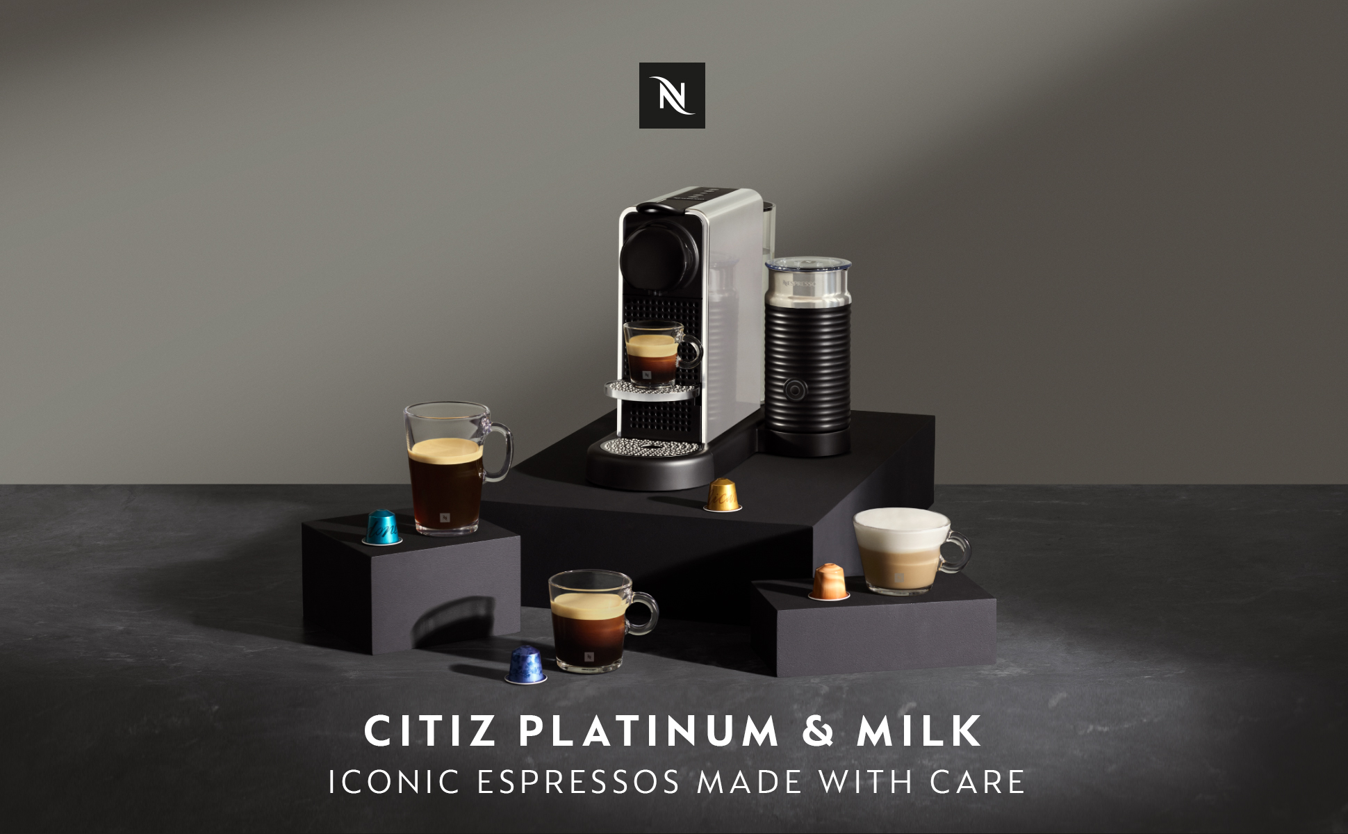 Nespresso CitiZ Platinum & Milk Stainless Steel Coffee Machine C145-ME ...