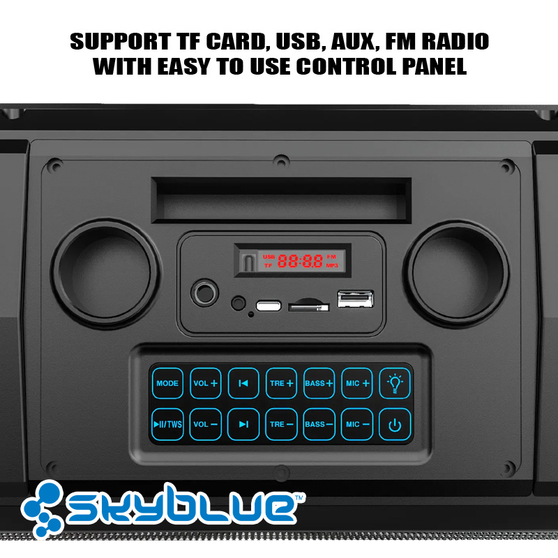 Skyblue LED RGB Light Speaker Bluetooth Bass Besar Spiker With 2 ...