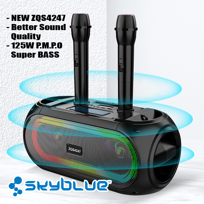 Skyblue LED RGB Light Speaker Bluetooth Bass Besar Spiker With 2 ...