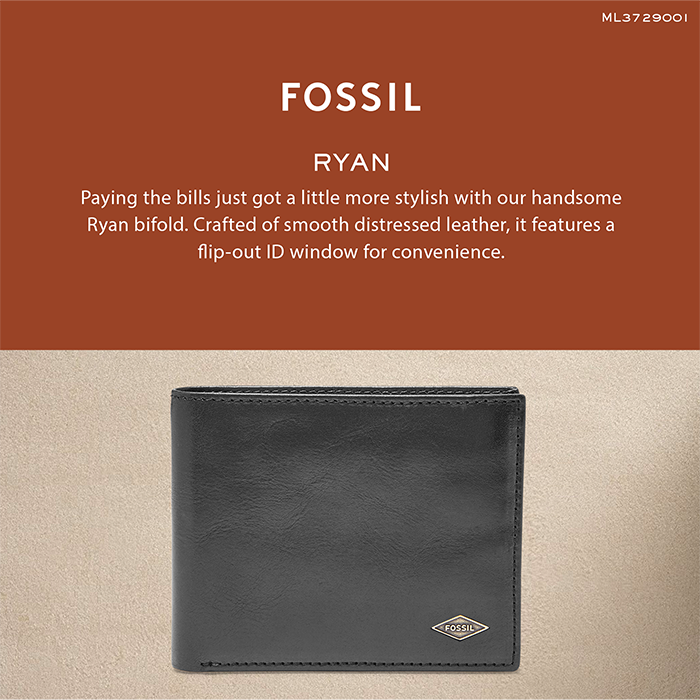 Ryan RFID Flip ID Bifold - ML3729001 - Fossil