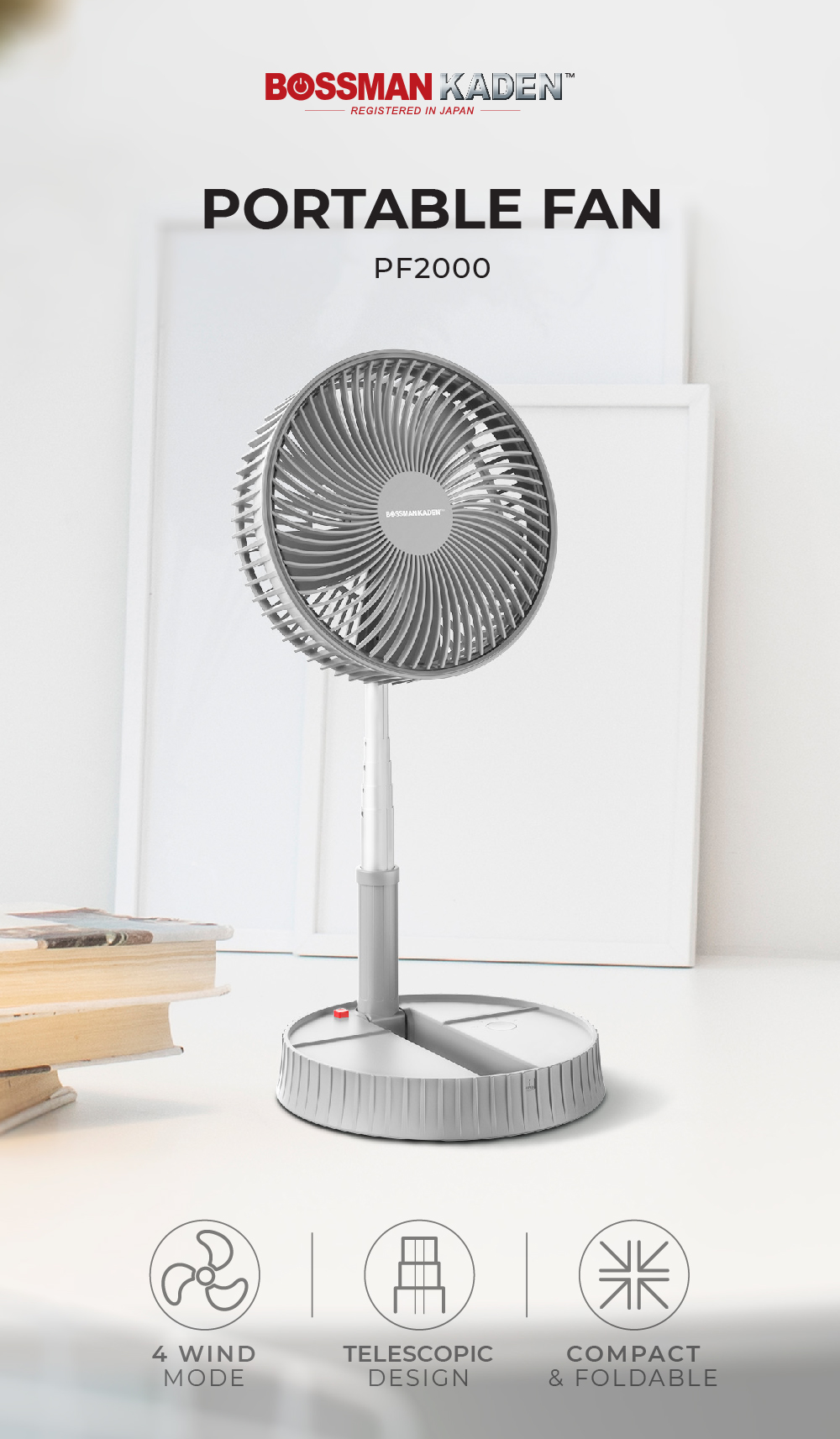 Bossman Kaden Portable Fan PF2000 | Kipas Mudah Alih Bossman Kaden ...