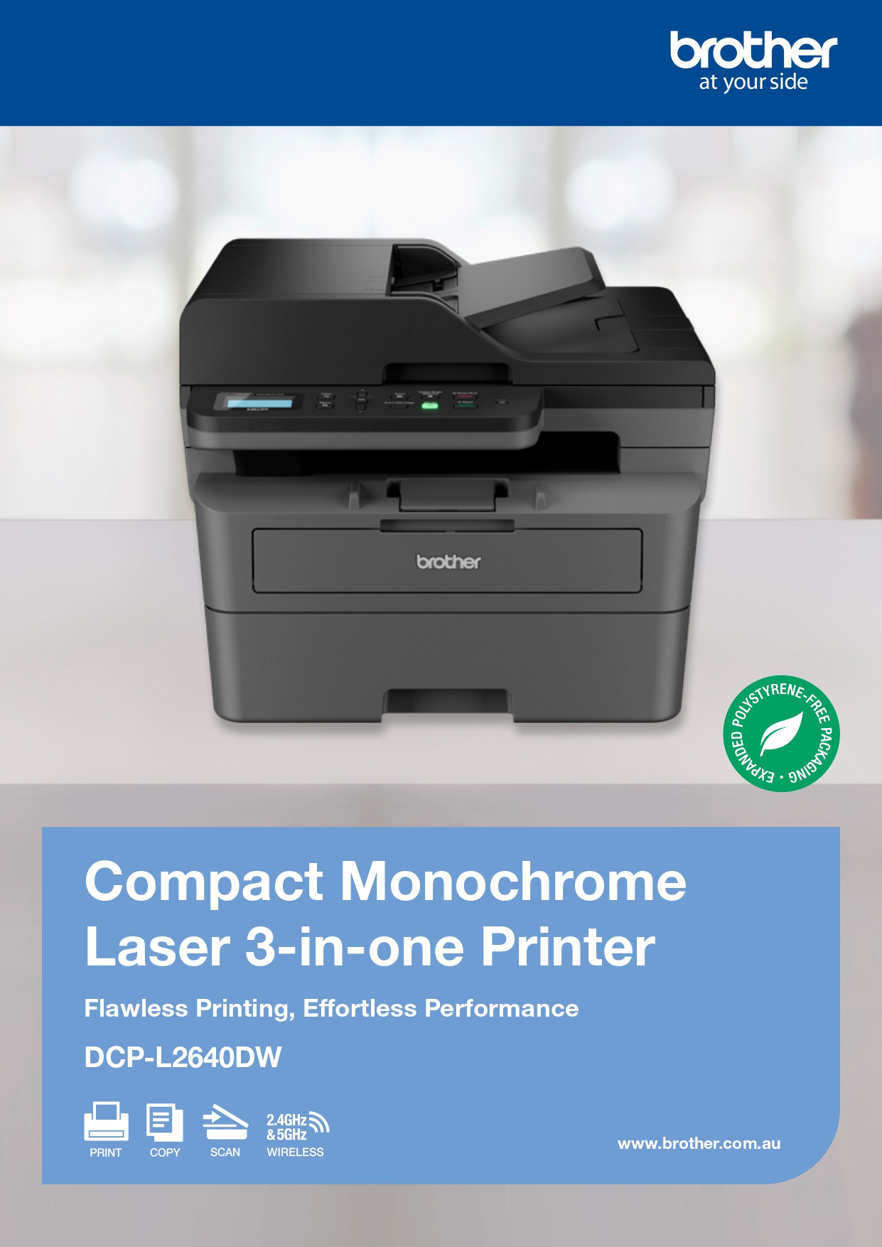 Brother Monochrome Laserjet Printer A4 3in1 Wireless DCPL2640DW 4in1