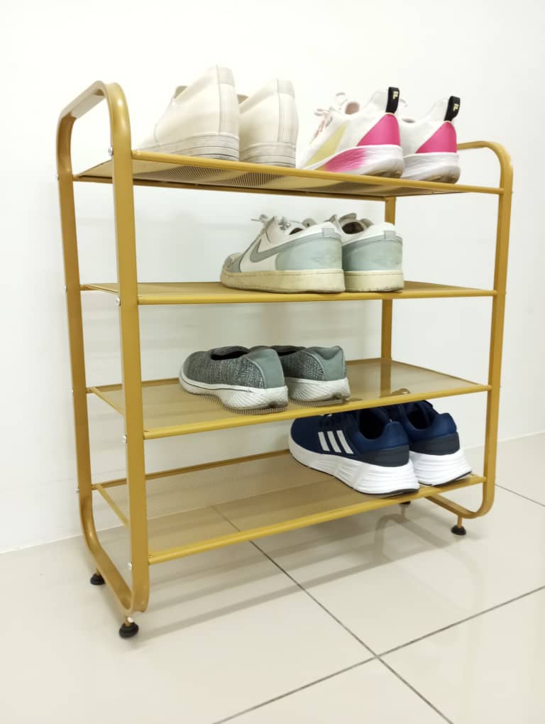 Foldable Shoe Rack Shoe Storage Rack Wooden Bamboo Steel Shoe Rack