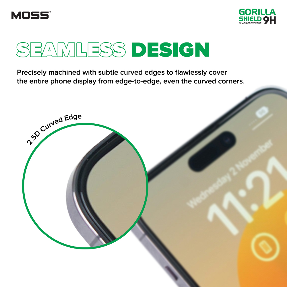 Moss Gorilla 9H Tempered Glass iPhone 17/16/15/14/13/12 Pro Max/Plus ...