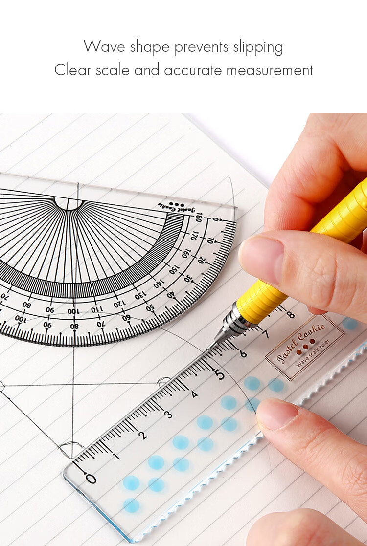 KOKUYO Pastel Cookie ruler set protractor set square Triangle ruler WSG ...