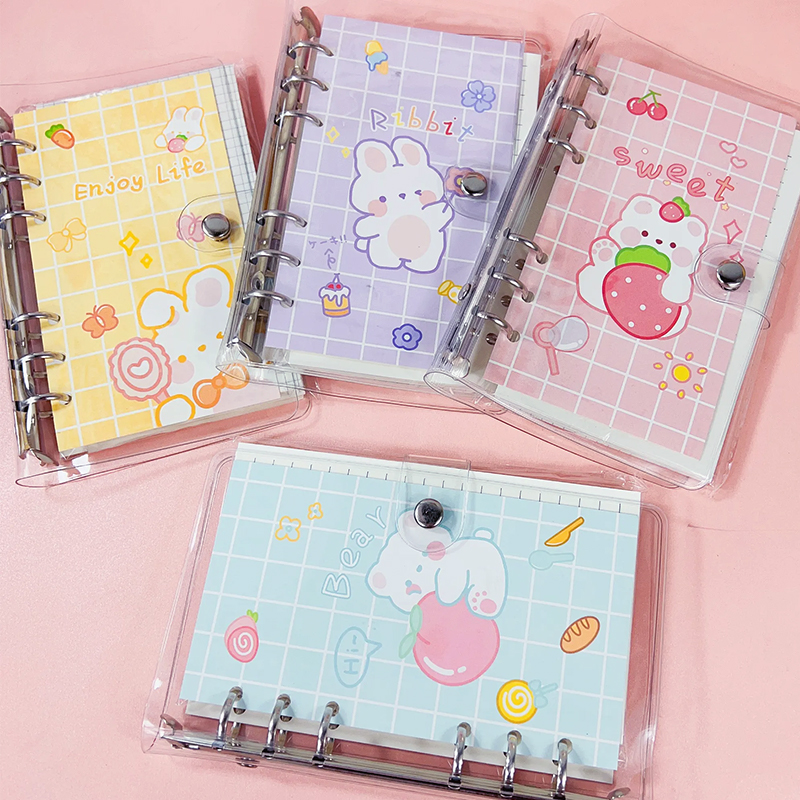 Cute Cartoon Notebook Horizontal Grid 200 Pages Loose-Leaf Handbook ...