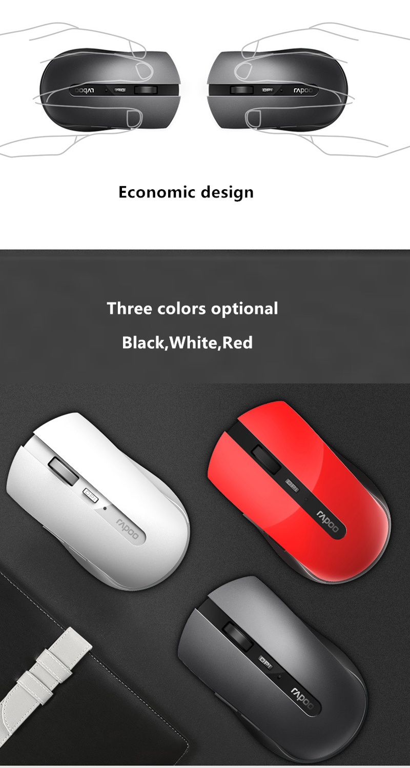 Mouse Ottico Wireless Rapoo 7200M – Multimodale – Colore Rosso