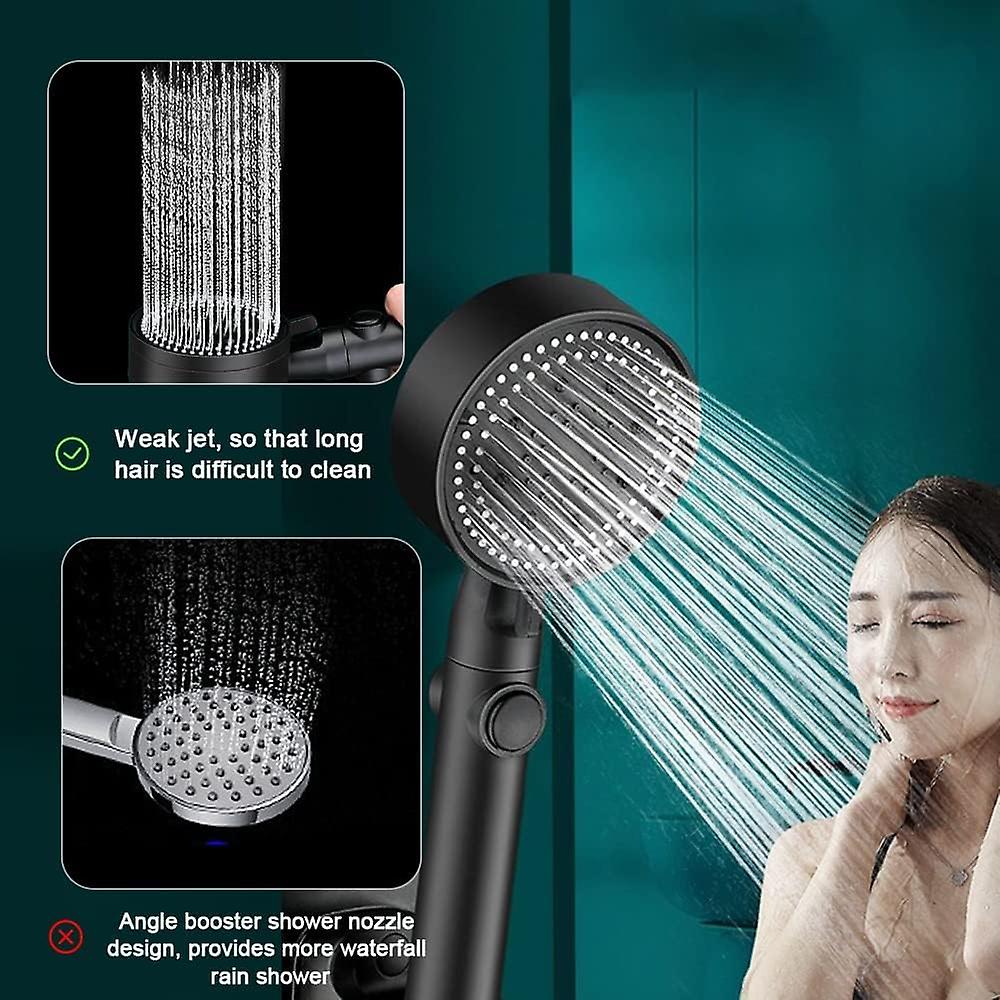 5 in 1 Shower Head Water Saving Black 5 Mode Adjustable High Pressure ...